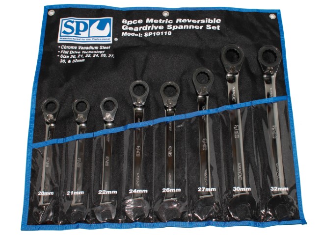 SP - SPANNER SET 8PC METRIC REVERSIBLE GEARDRIVE 